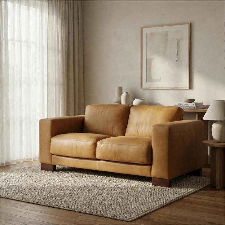 Leren bank Clear - 2 zits, Huis en Inrichting, Zetels | Zetels, 150 tot 200 cm, 75 tot 100 cm, Nieuw, Leer, Ophalen of Verzenden