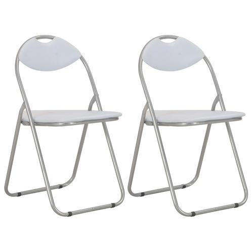 vidaXL Eetkamerstoelen inklapbaar 2 st kunstleer wit, Maison & Meubles, Chaises, Envoi