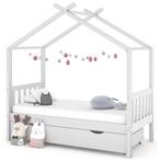 vidaXL Kinderbedframe met lade massief grenenhout wit 80x160, Verzenden