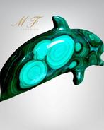 SANS RESERVE - Dolfijnensculptuur in natuurlijke malachiet, Verzamelen