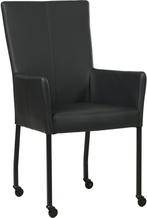 Donkerblauwe leren moderne eetkamerstoel - met armleuning, Huis en Inrichting, Stoelen, Overige kleuren, Nieuw, Leer, Ophalen of Verzenden