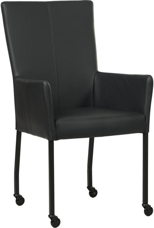 Donkerblauwe leren moderne eetkamerstoel - met armleuning, Huis en Inrichting, Stoelen, Overige kleuren, Eén, Nieuw, Leer, Ophalen of Verzenden