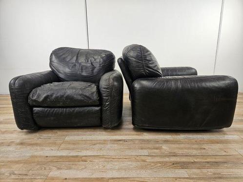 Busnelli - Arrigo Arrigoni - Fauteuil - Leder - Paar zwarte, Antiek en Kunst, Kunst | Designobjecten