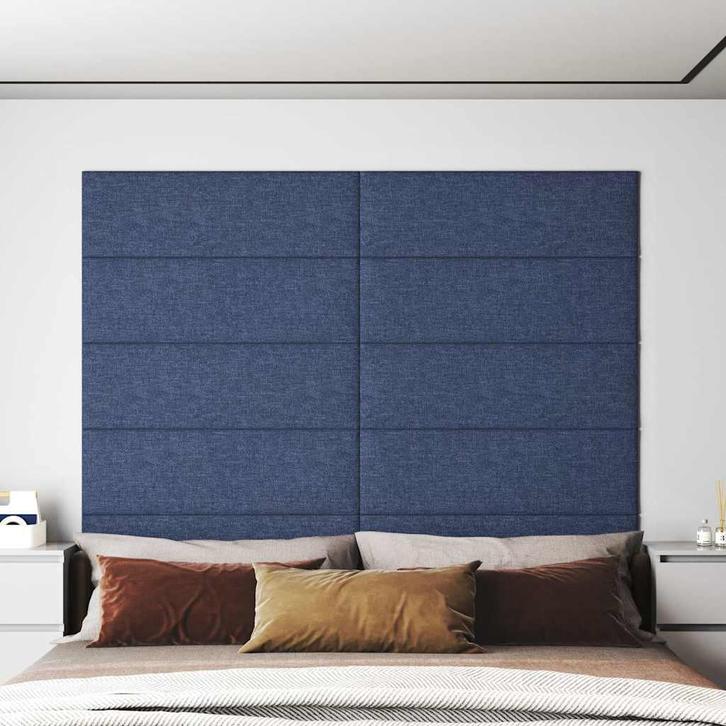 vidaXL Wandpanelen 12 st 3,24 m² 90x30 cm stof blauw, Doe-het-zelf en Bouw, Platen en Panelen, Nieuw, Verzenden
