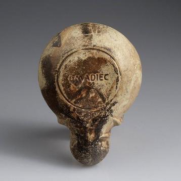 Romain antique Terre cuite Lampe à huile - 93 mm