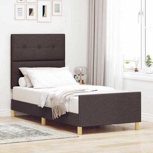 vidaXL Bedframe Donkerbruin 90x200 cm Stof, Huis en Inrichting, Slaapkamer | Bedden, Nieuw, Verzenden