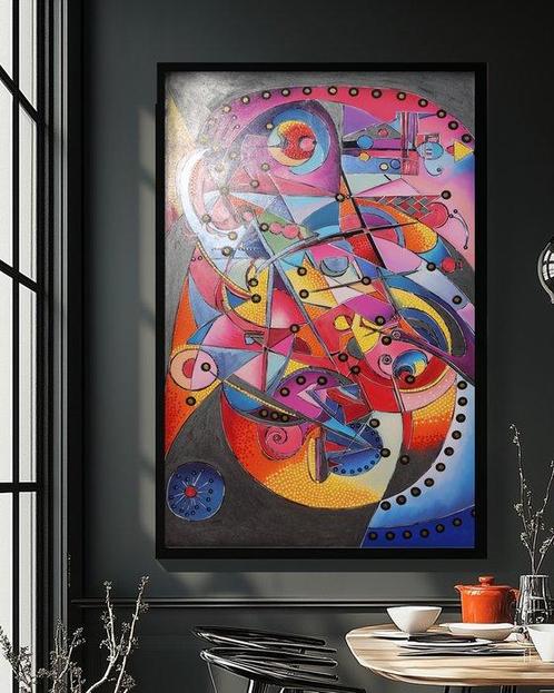Ksavera - Cubism A1375 - abstract painting on XXL canvas, Antiek en Kunst, Kunst | Schilderijen | Modern