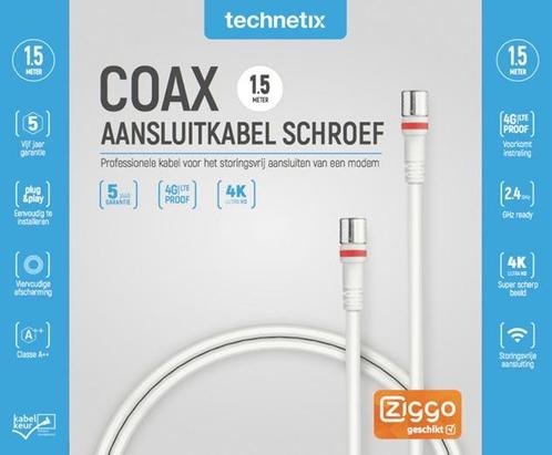 Technetix RLA++30  modem F-connector coaxkabel 1,5m - Ziggo, Audio, Tv en Foto, Audiokabels en Televisiekabels, Nieuw, Ophalen of Verzenden