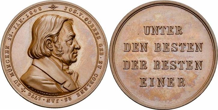 Österreich Medaille Joseph Goerres Bronze Medaille 1848 R.., Postzegels en Munten, Penningen en Medailles, Verzenden