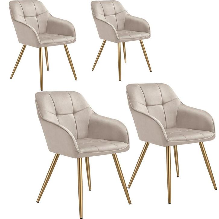 tectake Eetkamerstoel Marilyn, fluweellook, gecapitonneerd -, Huis en Inrichting, Stoelen, Verzenden