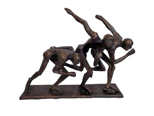 sculptuur, Ice skaters - 28 cm - IJzer, Antiek en Kunst, Curiosa en Brocante