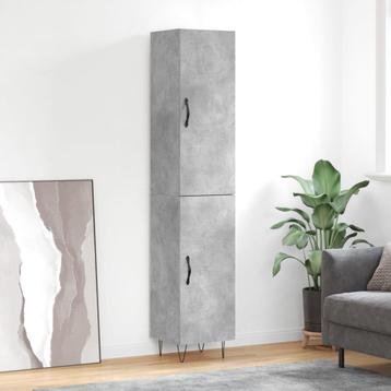 vidaXL Hoge kast 34,5x34x180 cm bewerkt hout betongrijs, Verzenden
