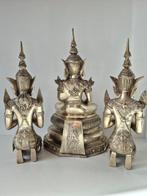 Grote set: 2 Tempelwachters + zittende Boeddha - sculptuur -, Antiek en Kunst