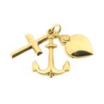 Gouden hanger; Geloof hoop en liefde (kettinghanger), Handtassen en Accessoires, Ophalen of Verzenden, Gebruikt, Goud, Overige merken