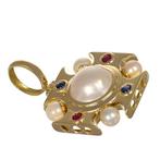 Pendentif - 18 carats Or jaune, Perle - Rubis - Zaffirs