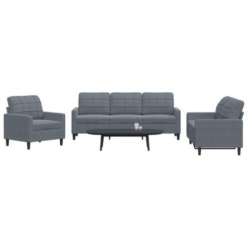 vidaXL Ensemble de canapés 3 pcs avec coussins Gris, Maison & Meubles, Canapés | Salons, Neuf, Envoi