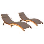 vidaXL Ligbedden 2 st met kussens massief acaciahout, Tuin en Terras, Ligbedden, Verzenden, Nieuw