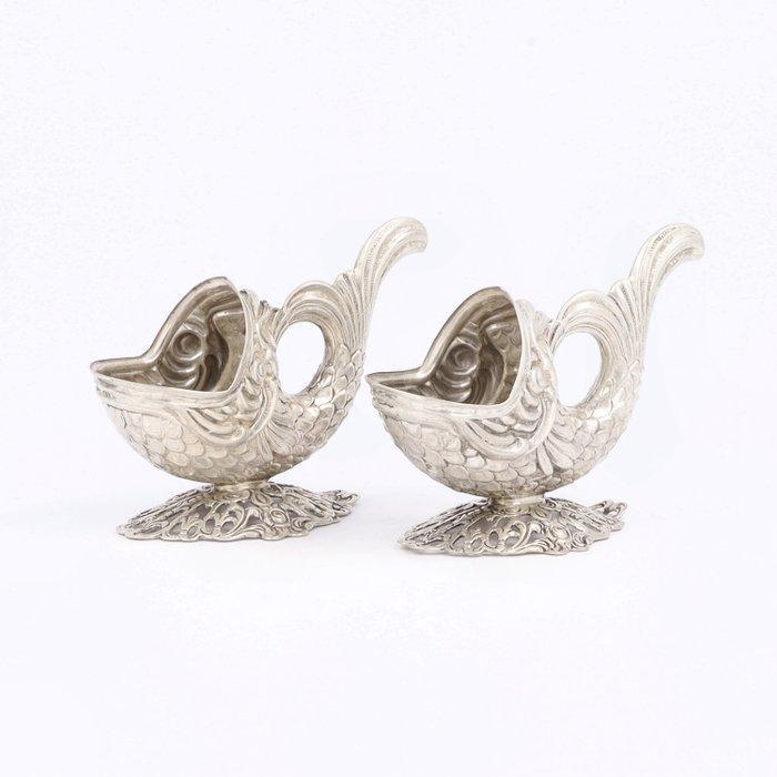 Albert Bodemer Walvis - Zoutvat (2) - .835 zilver, Antiek en Kunst, Antiek | Zilver en Goud