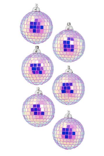 6x Discobal 6 cm Klein Iridescent Paars Discobol Spiegelbol beschikbaar voor biedingen