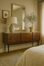 Ladekast - Mid Century commode in mahoniehouten radica en, Antiek en Kunst