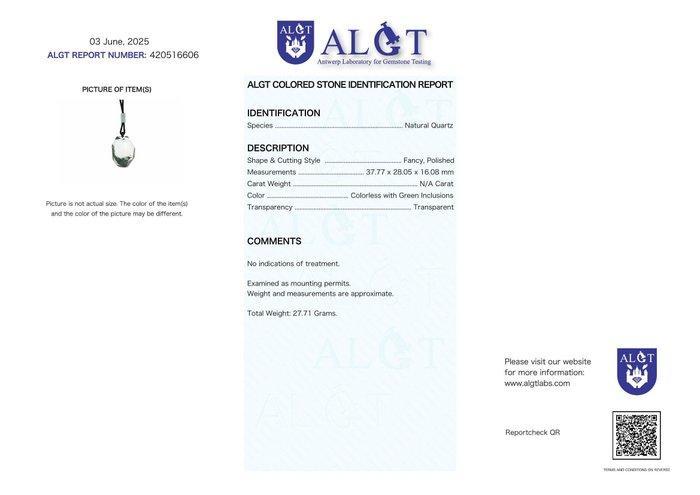 ALGT-gecertificeerd - Grote en zeldzame natuurlijke Phantom, Verzamelen, Mineralen en Fossielen
