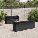 vidaXL 8-delige Loungeset met kussens poly rattan zwart, Verzenden, Nieuw, Loungeset