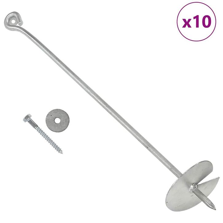 vidaXL Grondankers 10 st 10x60 cm gegalvaniseerd metaal, Caravans en Kamperen, Kampeeraccessoires, Nieuw, Verzenden
