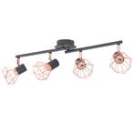 vidaXL Plafondlamp met 4 spotlights E14 zwart en koper, Huis en Inrichting, Lampen | Plafondlampen, Nieuw, Verzenden