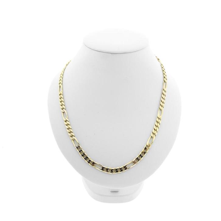 Gouden Figaro schakel ketting | 50 cm, Handtassen en Accessoires, Kettingen, Overige kleuren, Gebruikt, Goud, Ophalen of Verzenden