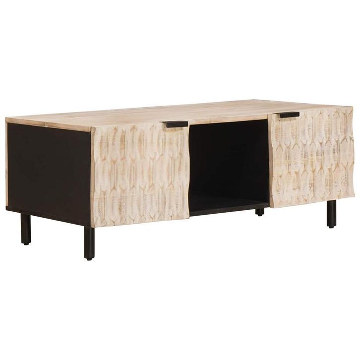 vidaXL Salontafel Wit 100 x 54 x 40 cm Massief Mango Hout, Huis en Inrichting, Tafels | Salontafels, Nieuw, Verzenden