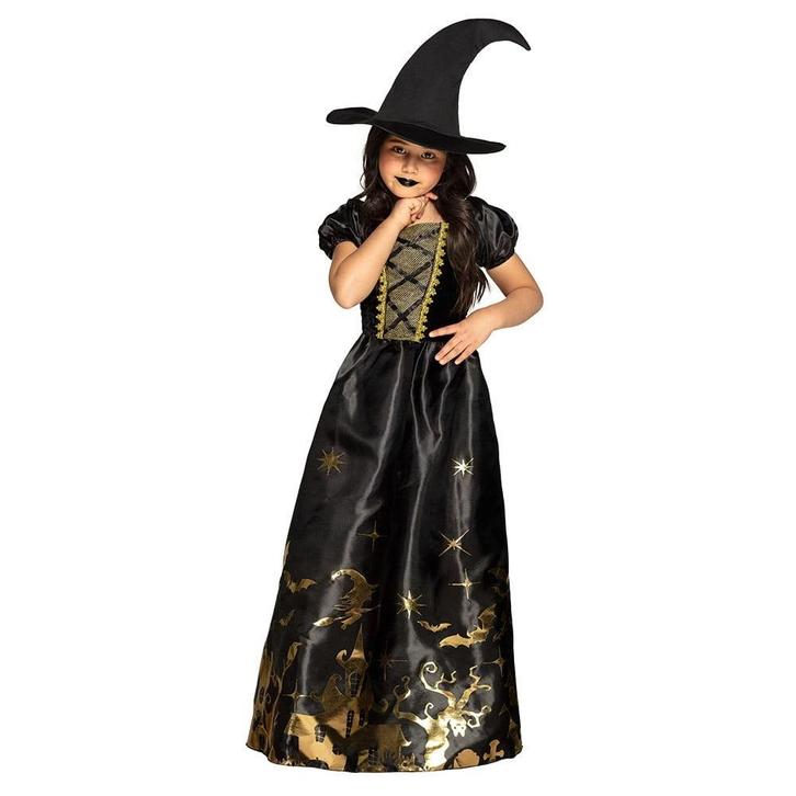 Halloween Heks Kostuum Kind Goud, Kinderen en Baby's, Carnavalskleding en Verkleedspullen, Nieuw, Verzenden