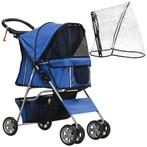 TRUUSK Hondenbuggy Blauw - Opvouwbaar met Regenhoes - Bekerh, Verzenden, Nieuw