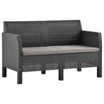 vidaXL Tuinbank 2-zits met kussens PP rattan, Tuin en Terras, Tuinsets en Loungesets, Verzenden, Nieuw