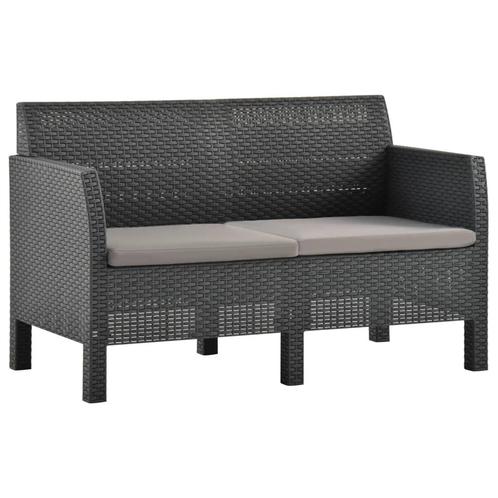 vidaXL Tuinbank 2-zits met kussens PP rattan, Tuin en Terras, Tuinsets en Loungesets, Nieuw, Verzenden