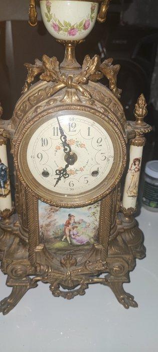 Pendule de cheminée - Antique Verre, Métal, Laiton -, Antiquités & Art, Antiquités | Horloges