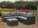 Veiling - Loungeset 4-delig - hoek - Antraciet wicker + grij, Tuin en Terras, Nieuw