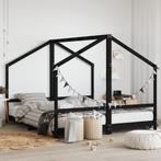 vidaXL Kinderbedframe 2x(90x200) cm massief grenenhout zwart, Verzenden, Nieuw