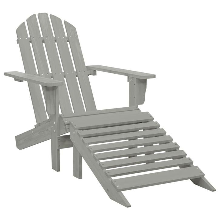 Grijze Houten Tuinstoel met Voetenbank - Tweede Kansje -..., Tuin en Terras, Tuinstoelen, Nieuw, Hout, Verzenden
