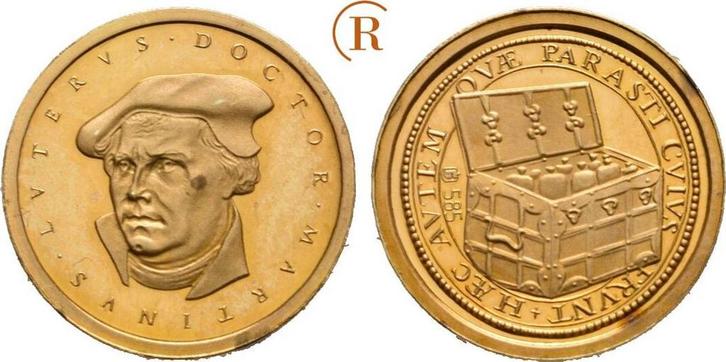 Goud medaille auf Martin Luther o J Reformation:, Postzegels en Munten, Munten en Bankbiljetten | Toebehoren, Verzenden
