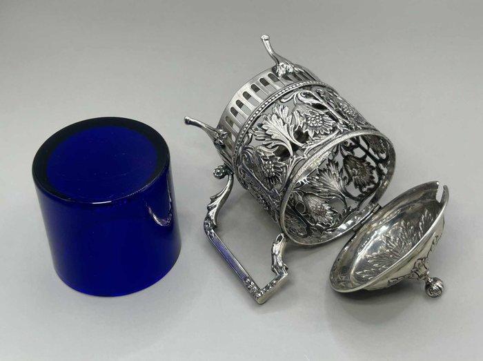 Pot - .800 zilver - Zilveren mosterdpot, Antiek en Kunst, Antiek | Zilver en Goud