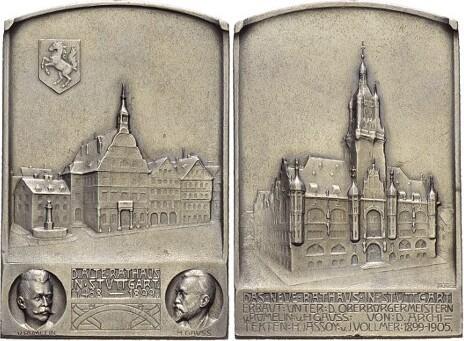 Verzilverte Bronze-plakette 1905 Wuerttemberg-stuttgart,..., Timbres & Monnaies, Monnaies | Europe | Monnaies non-euro, Envoi