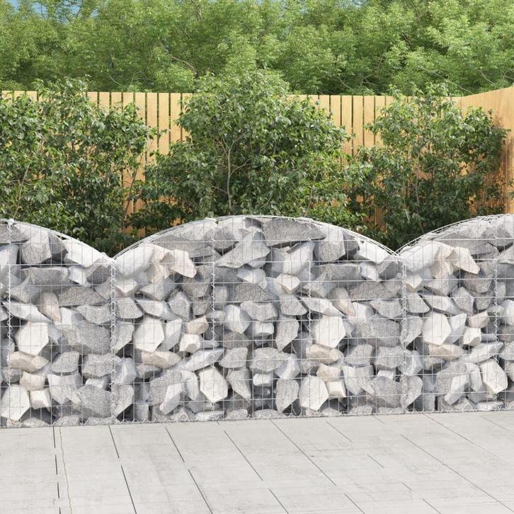vidaXL Schanskorf gewelfd 150x30x80/100 cm gegalvaniseerd, Tuin en Terras, Bloempotten, Nieuw, Verzenden
