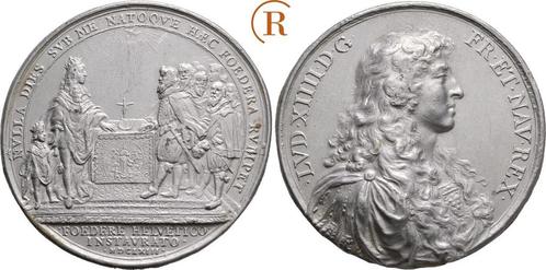 Zinnmedaille auf das Buendnis mit der Schweiz 1663 Frankr..., Postzegels en Munten, Penningen en Medailles, Verzenden