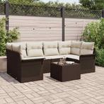 vidaXL Tuinbank Set 7 pcs Bruin Poly rattan, Verzenden, Nieuw
