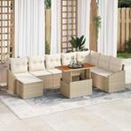 vidaXL Tuin Eettafel Set met kussen 9 pcs Beige en Crème, Tuin en Terras, Verzenden, Nieuw