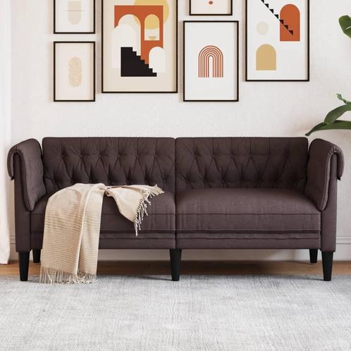 vidaXL Tweezitsbank Chesterfield-stijl stof donkerbruin, Huis en Inrichting, Zetels | Zetels, Nieuw, Verzenden