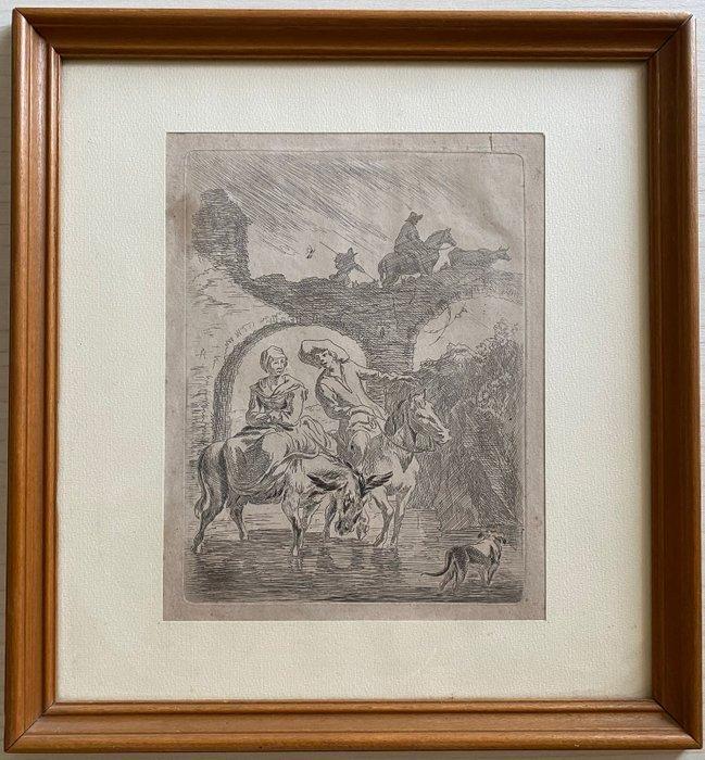 Jan de Visscher (1636-1712) - Scena bucolica, Antiek en Kunst, Antiek | Overige Antiek