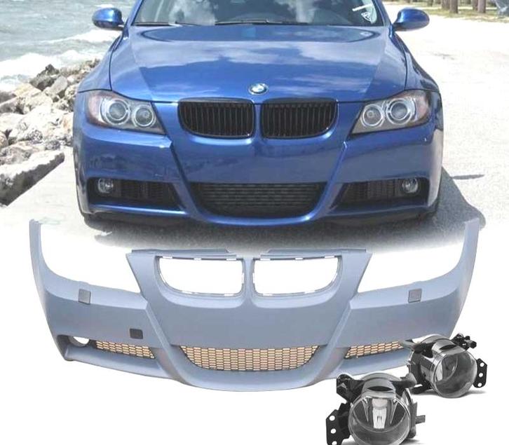 PARE CHOCS FRONTAL BMW E90 E91 05-08 LOOK M + ANTIBROUILLARD, Auto-onderdelen, Carrosserie, Verzenden