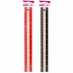 Houten liniaal 30 cm x 3,5 cm (rood), Verzenden, Nieuw