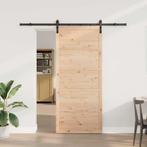 vidaXL Schuifdeur Bruin 80 x 208 cm Massief grenenhout, Doe-het-zelf en Bouw, Deuren en Vliegenramen, Verzenden, Nieuw